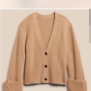 Tan Ribbed Knit Women's Sweater